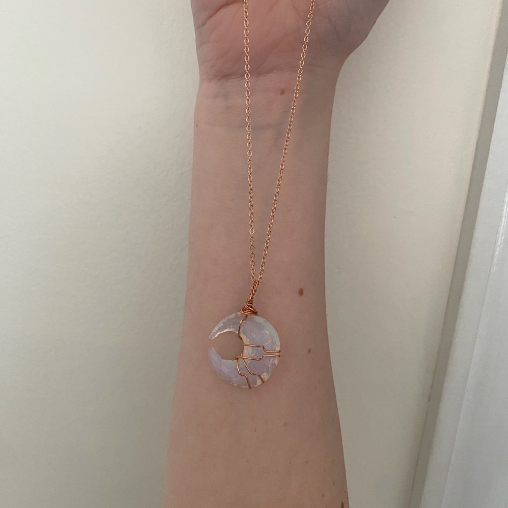 Elegant Gold and White Crescent Necklace